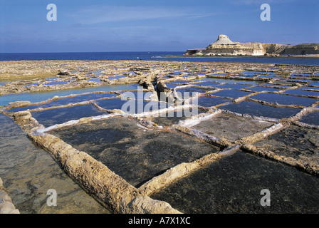 Malta, Gozo island, salt-water marshes shaped in the rock Stock Photo