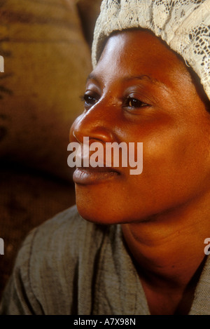 Ghana: Nsawkaw, Nsawkaw Cashew Ent. processing plant, portrait of Barbie Rose (Brong-Ahafo Region), March. Stock Photo