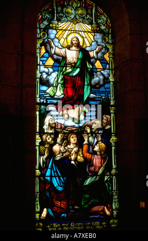 Stained glass window of Jesus Ascending up to heaven with angels on Stock Photo: 2023673 - Alamy