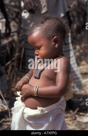 A young child in the Bedik village of Dambakoi, in Senegal, Africa. Stock Photo