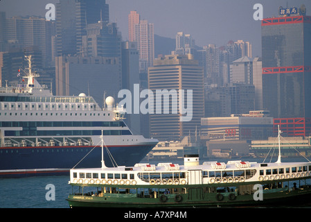 Asia, China, Hong Kong. The Star Ferry in Hong Kong Harbor Stock Photo