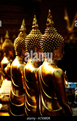 Asia, Thailand, Chiang Mai, Doi Suthep-Doi Pui National Park, Wat Doi Suthep. Golden Buddha image statues. Stock Photo