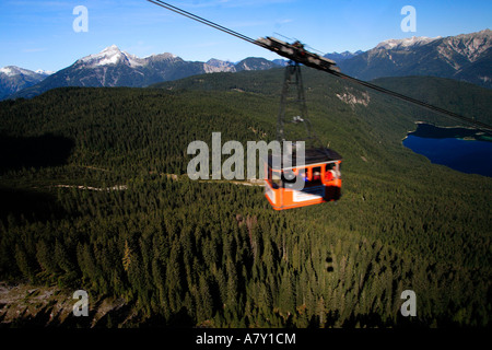 Germany; Bavarian Alps; Garmisch-Partenkirchen; Zugspitze; Gondula on the way up Stock Photo