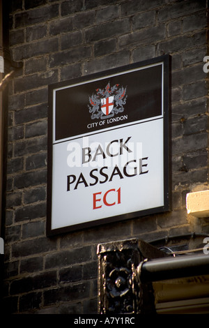 Back Passage Street Sign London Smithfield Stock Photo