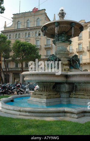 Switzerland, Lugano, Lake Lugano, fountain in historic city center Stock Photo