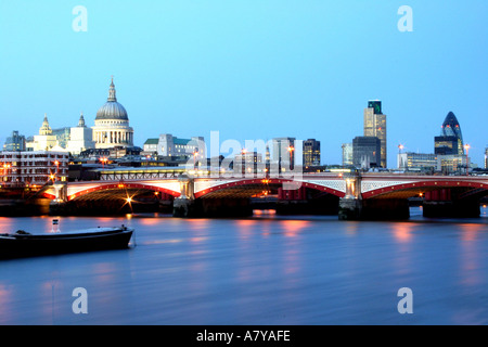 View of the city of London and the Thames at sunset Stock Photo