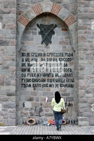 Gazimestan Tower is the sacred Serbian memorial to the Battle of Kosovo Polje.  - May not be used in defamation towards Serbs. Stock Photo