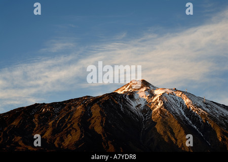 Last Light on Mount Teide Parque Nacional del Teide Tenerife Spain Stock Photo