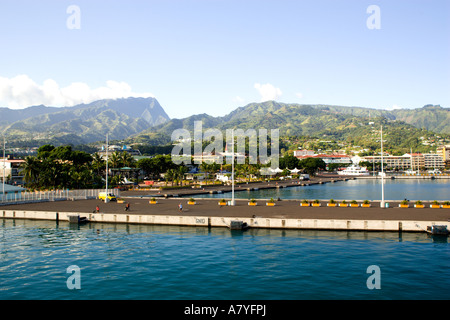 Ferry to Moorea from Papeete, Tahiti, French Polynesia Stock Photo