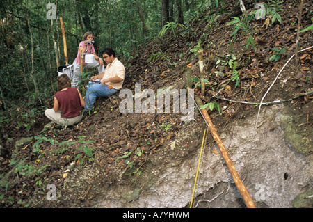 William Saturno, at San Bartolo excavation of Maya Mural depicting Corn god myth dating prior to 100 AD, found in Maya pyramid Stock Photo