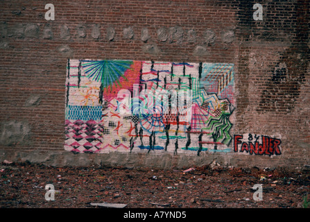 New York City painted wall graffiti Stock Photo