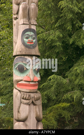 Native Alaskan Totem Pole Figure in Juneau, Alaska Stock Photo - Alamy