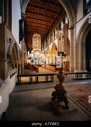 Llandaff Cathedral Llandaff Cardiff showing the rear view of Sir Jacob Epstein s Christ in Majesty statue from altar to choir Stock Photo