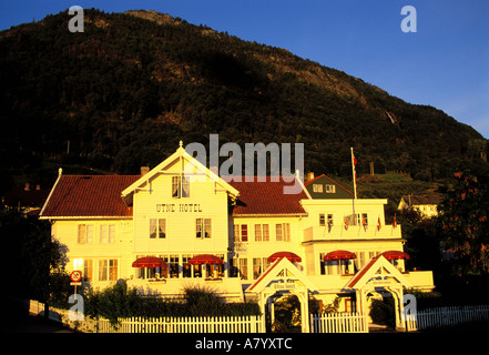 Norway, Hordaland County, Hardangerfjord, Utne, wooden hotel built in 1722 Stock Photo