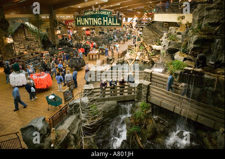 USA, Missouri, Springfield, Bass Pro Shops Outdoor World, outdoor recreational store, Hunting Hall & Waterfalls Stock Photo