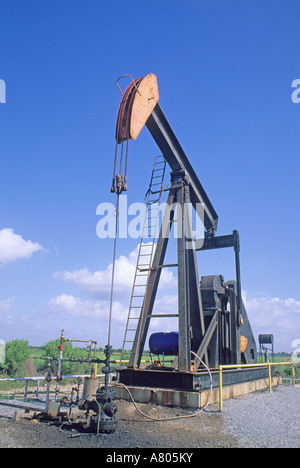 Oil production equipment at wellhead Texas Stock Photo