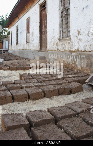 Mud Bricks Drying Outside, Old Town, Tashkent Stock Photo