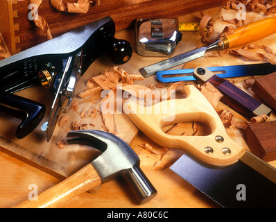 collection of various woodworking tools Stock Photo