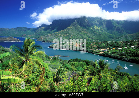 France, French Polynesia, Marquesas, Hiva Hoa island, Atuona bay Stock Photo