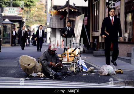 Japan, Honshu Island, Kanto region, Tokyo city, tramps Stock Photo