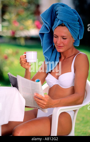 Tunisia, breakfast (Model Release OK) Stock Photo