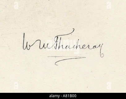 William Makepeace Thackeray 1811 to 1863.  English novelist . His signature. Stock Photo
