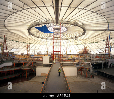 Interior of the Millennium Dome in London during construction Stock Photo