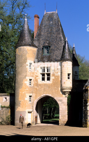 France, Cher, Berry region, Jacques Coeur road, La Verrerie castle near Aubigny sur Nere, the owner, the count Beraud de Vogue Stock Photo
