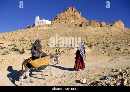 Tunisia, Southern Tunisia, Tataounie area, ksour's road, Douiret Berber village Stock Photo