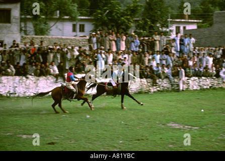 Pakistan Azad Kashmir Gilgit sport polo game in progress Stock Photo