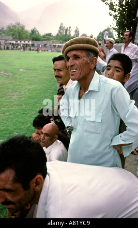 Pakistan Azad Kashmir Gilgit sport polo match spectators Stock Photo