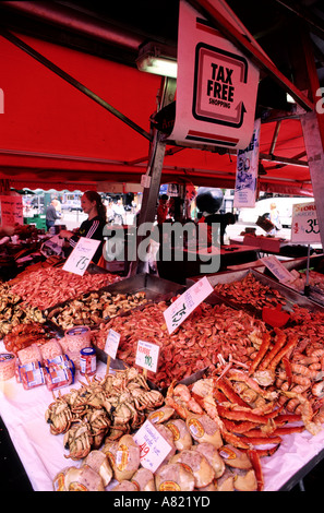 Norway, Western Fjords region, Bergen, fish market on Torget Square Stock Photo