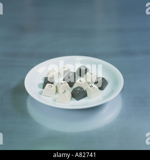 Keyboard Keys on a White Plate Stock Photo