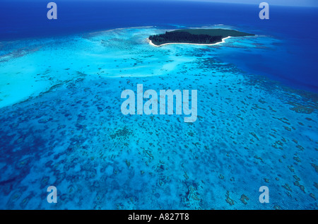 France, New Caledonia, Pine island (aerial view) of Brosse islet Stock Photo