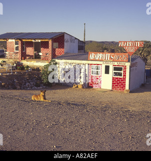 Little roadside grocery store and café in remote country at Catavina township Baja California Peninsular Mexico Stock Photo