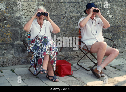 Spectators at Cowes Regatta week on the Isle of Wight England Stock Photo