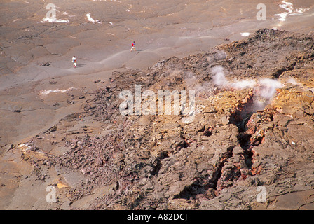 Hikers on the Kilauea Iki Trail Kilauea Caldera Hawaii Volcanoes National Park The Big Island Hawaii Stock Photo