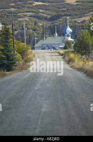 Russian church, Nikolaevsk, Kenai Peninsula, Alaska, USA Stock Photo