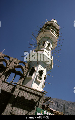 Pakistan Azad Kashmir Gilgit Minaret of Jamaat Khana Ismaili Mosque Stock Photo