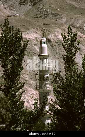 Pakistan Azad Kashmir Gilgit Minaret of Jamaat Khana Ismaili Mosque Stock Photo