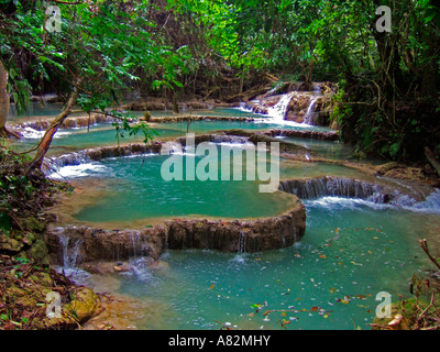 Lower section of Kuang Si Falls near Luang Prabang Lao JPH0015 Stock Photo