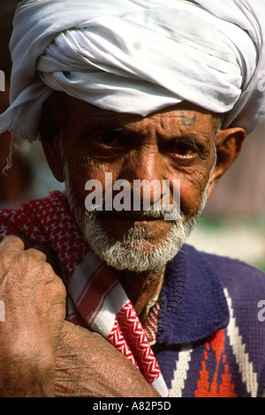 Pakistan South Punjab Bahawalpur face of bearded old Punjabi man Stock Photo