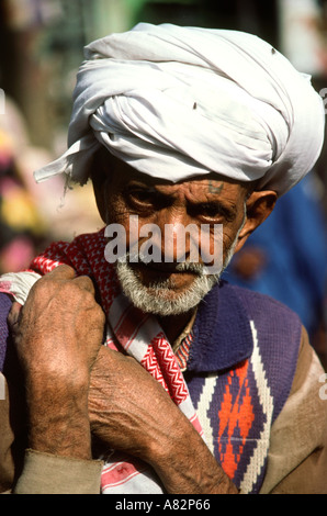 Pakistan South Punjab Bahawalpur face of bearded old Punjabi man Stock Photo