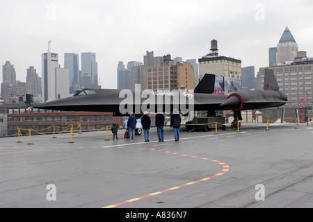 SR-71 Blackbird on the USS Intrepid in NYC Stock Photo