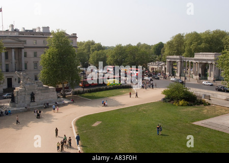 View from the top of the Wellington Arch, Hyde Park  Corner London GB UK Stock Photo
