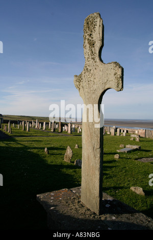 Stone cross at Kilnave Chapel Isle of Islay Agyll and Bute Scotland Stock Photo