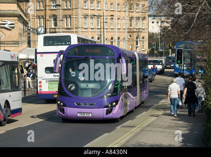 First Groups ftr bendy bus service in York England UK Stock Photo