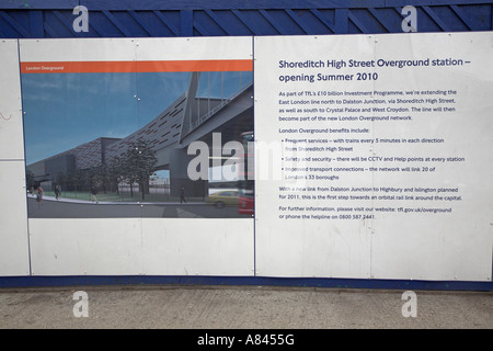 Shoreditch High Street overground station opening summer 2010 poster, London, England Stock Photo