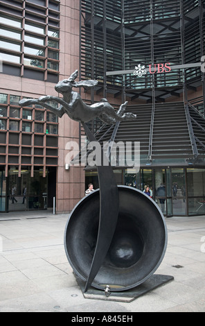 Hare and Bell sculpture,  UBS building, Broadgate Circus, City of London, England Stock Photo