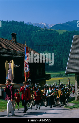 Austria. East Tyrol. Corpus Christi Procession in village of Strassen. Very solemn and colorful. Stock Photo